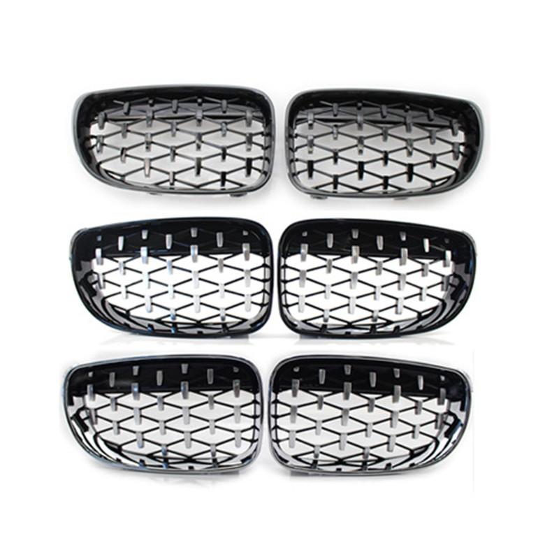 2PCS For BMW 1 Series E87 E81 E82 E88 2008-2011 Left&Right Diamond Style Grille Car Grille Front Bumper Kidney Grill ABS Parts