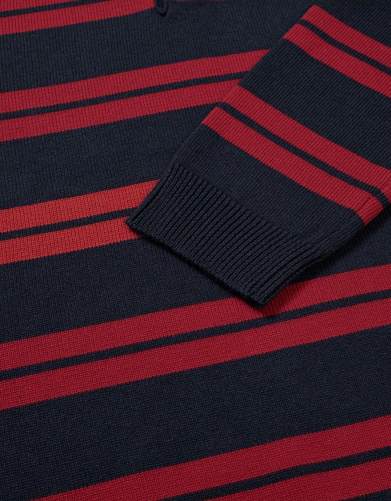MMLG [Mmlg] Stripe Collar Knit (Navy)