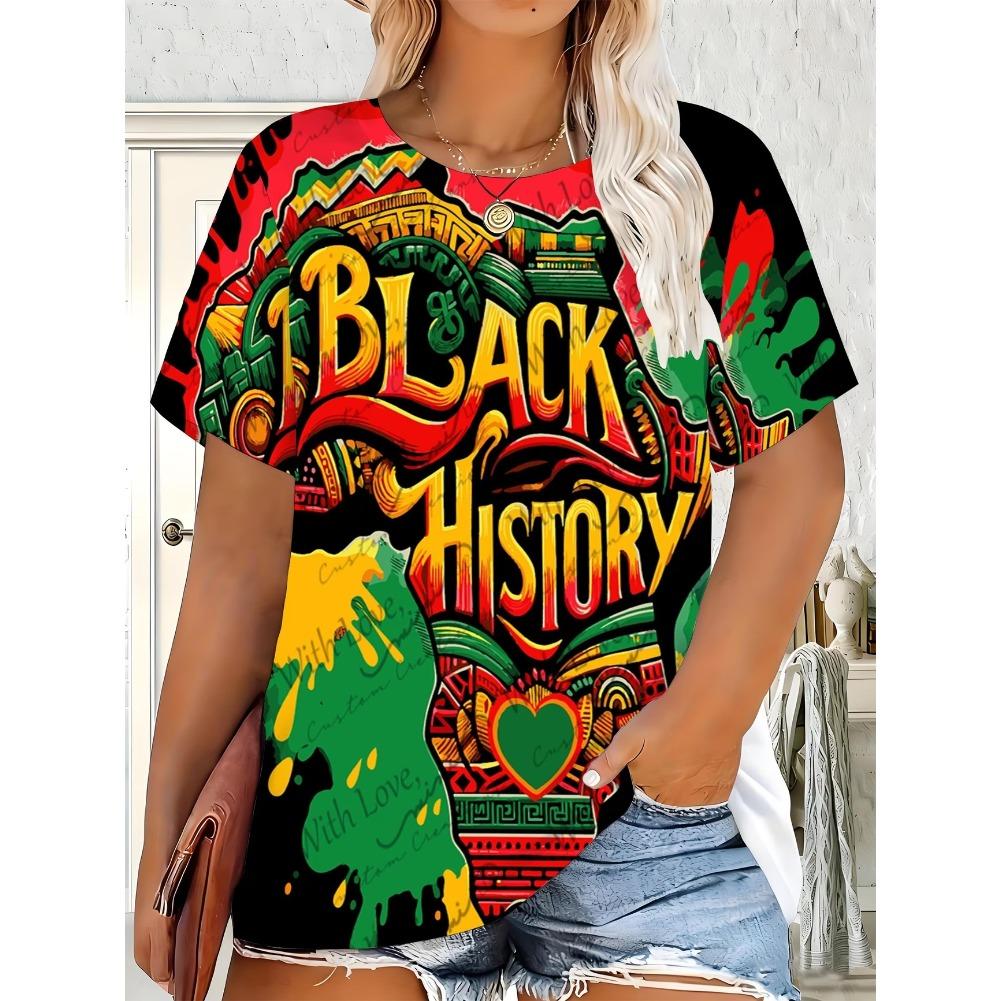 Plus Size Casual Crew Neck Short Sleeve Stripe Print T-Shirt - Soft Stretch Polyester Fabric Spring and Summer Womens Relaxed Fit Clothing