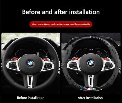 Car Anti-slip Leather Carbon Fiber Steering Wheel Cover For M Power X3 X4 X5 X7 E36 E39 E46 E60 E65 E90 F10 F15 F20 F25 F30