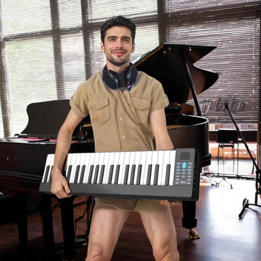 The 88-key electronic piano set | Black double-keyboard design, built-in stereo speakers, including backpack, sustain pedal, stand and charging cable
