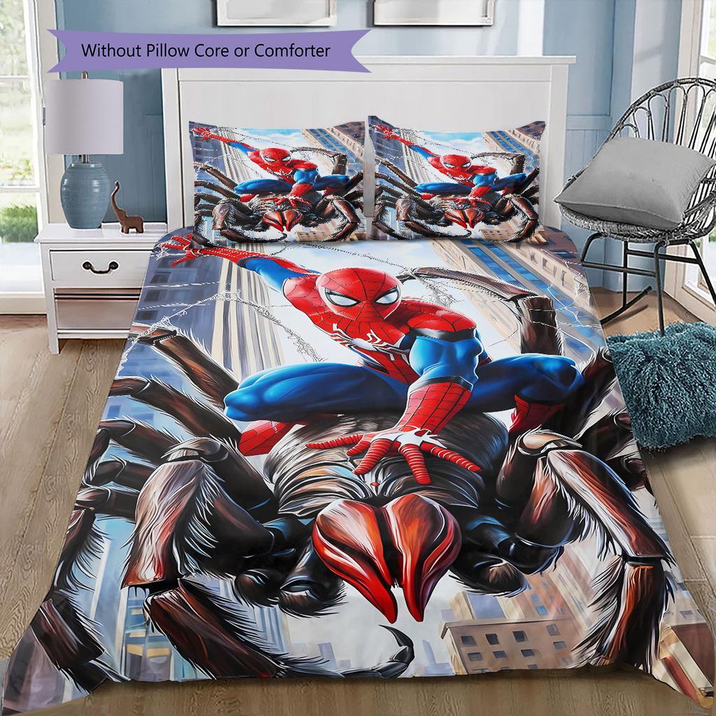 Spider-Man Superhero Series Bedroom Three-Piece Duvet Cover Bedding Set (1*Duvet Cover + 2*Pillowcase, Without Core)