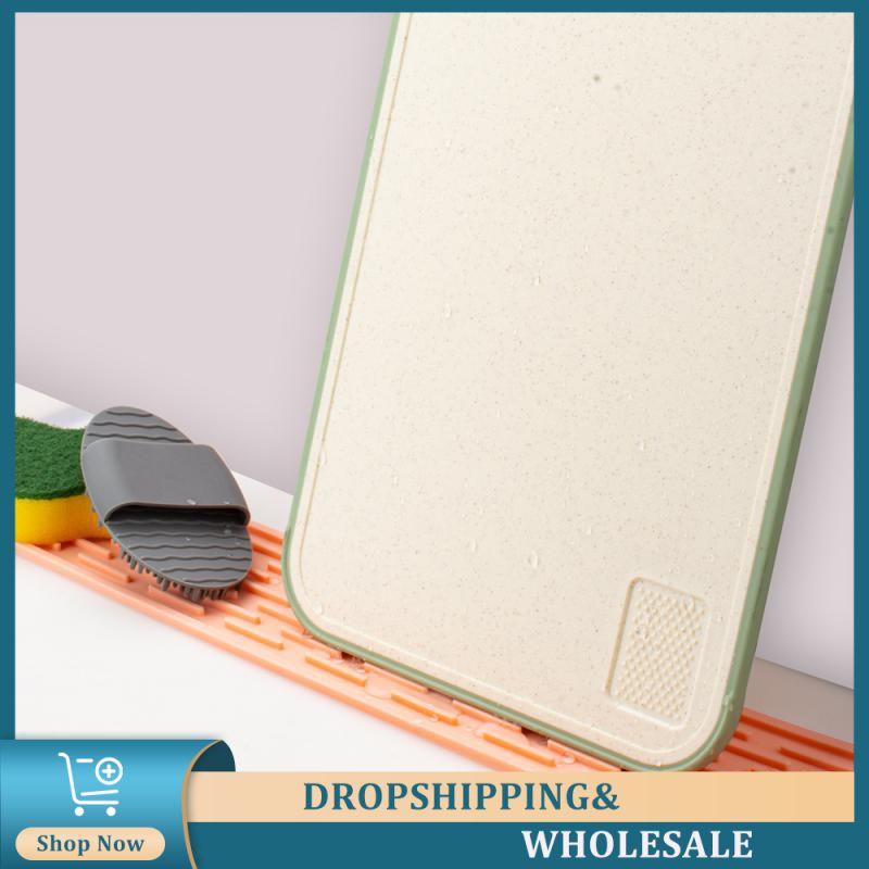 

Силиконовый дренажный коврик, устойчивый к скольжению, серый дренажный коврик, кухонные принадлежности, улавливатель раковины, нескользящие полоски, длинный нескользящий коврик