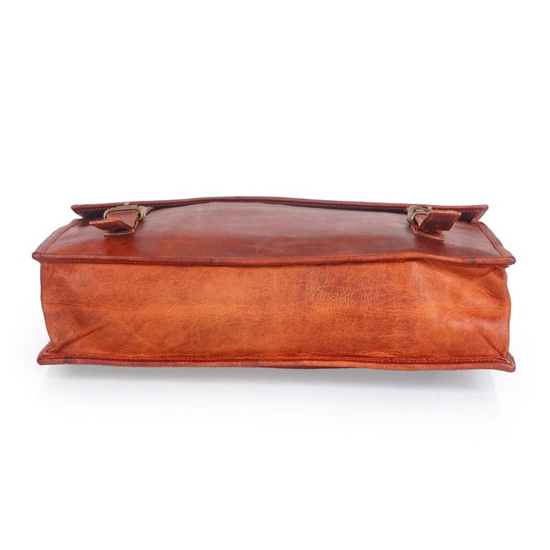 Goat Leather Messenger Bag for Men and Women – Handmade Vintage Satchel for Office, Work, Travel
