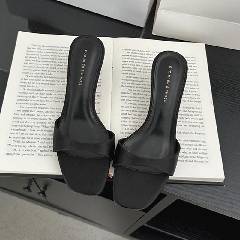 

Мода Bailamos Летние Женские Тапочки Мода Открытый Носок Слипоны Женские Элегантные Шлепанцы Средний Каблук Сандалии Обувь Платье Обувь Мухер 39 чёрный