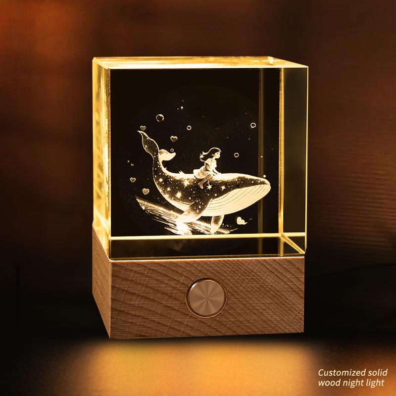 Starry Sky Cube Crystal Night Light: Creative Bedside Atmosphere Lamp