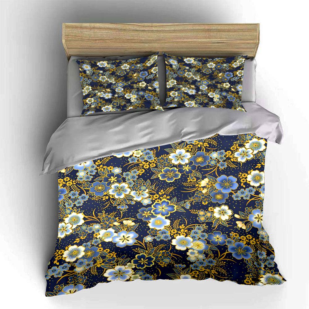 Floral Pattern Home Decor Set Soft Comfortable Duvet Cover Bedding Set Included 1*Duvet Cover & 2*Pillowcases, Gift