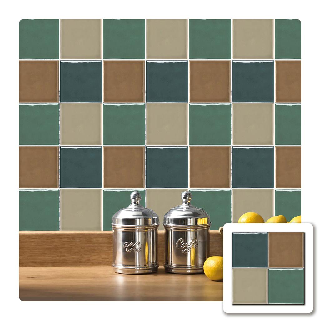 10 Pieces Of European Solid Color Square Brick Wallpaper Self-Adhesive Kitchen Waterproof And Oil-Proof Thickened Tile Sticker Wall Sticker