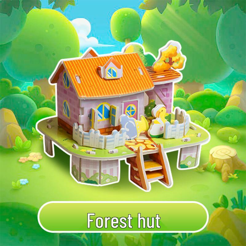 3D Educational Small House Puzzle: Creative DIY Paper Craft for Kids Aged 3-6