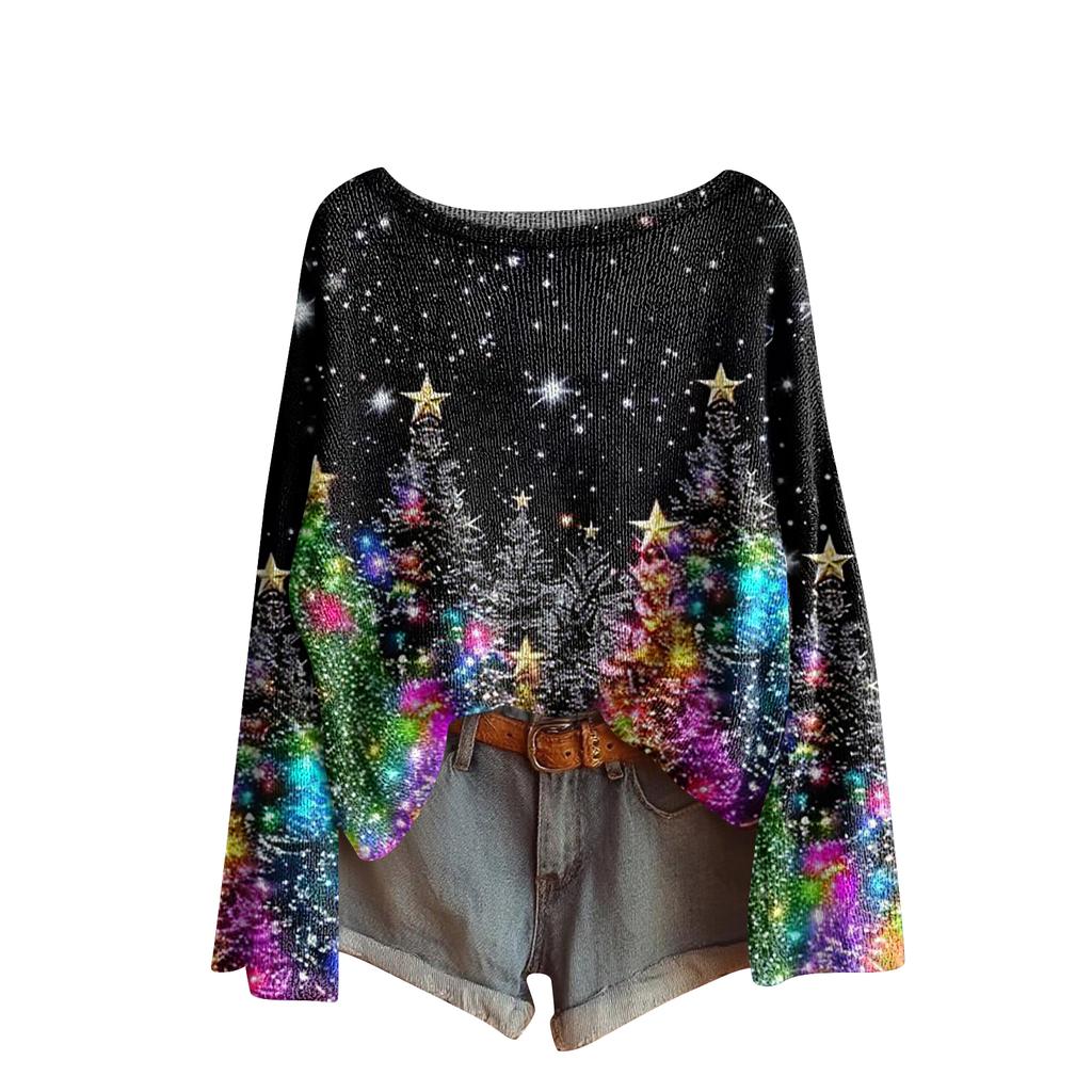 Women's Fashion Long Sleeve Christmas Snowman Snowflake Print Jacket Cardigan