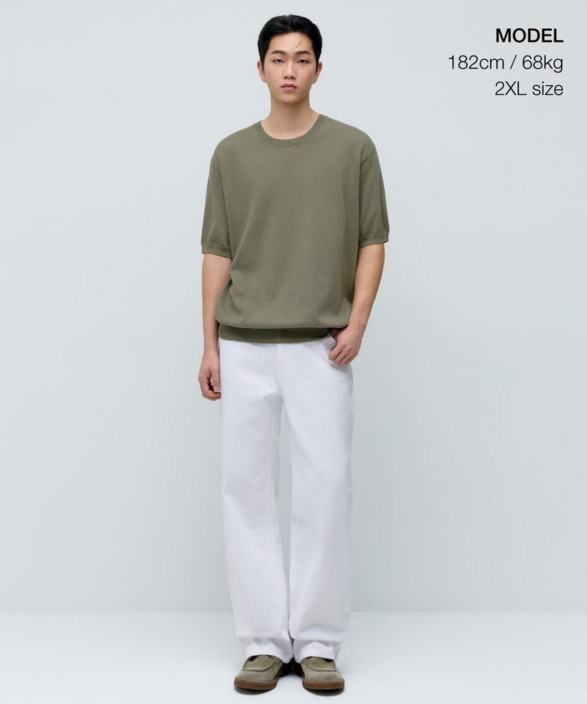 MUSINSA STANDARD Washable Supima Cotton Crew Neck Short Sleeve Knit [Sage]