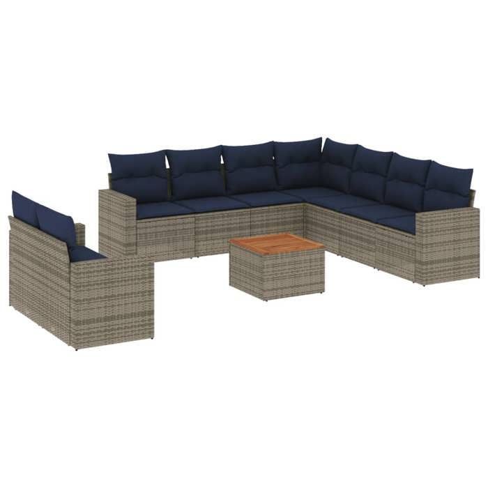 VidaXL Garden Lounge Set with Cushions 10 Pcs, Patio Sofas, Furniture Set, Outdoor Terrace Furniture, Grey 3256523