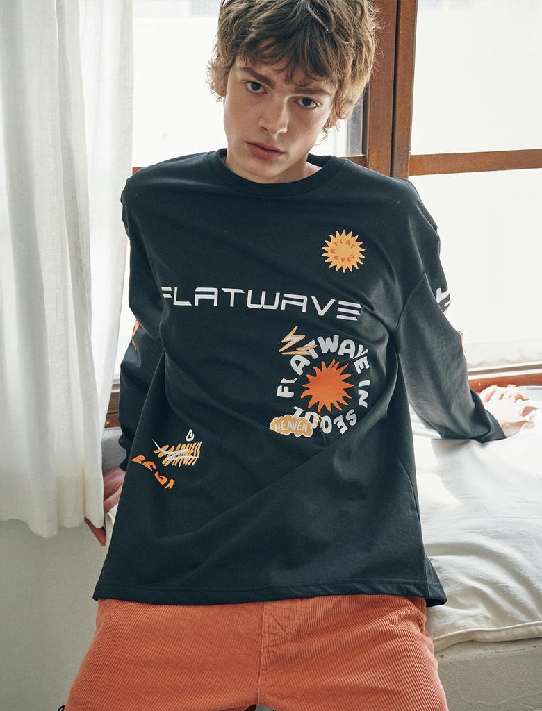 FLATWAVE IN SEOUL Elva Print Longsleeve T-Shirt Black