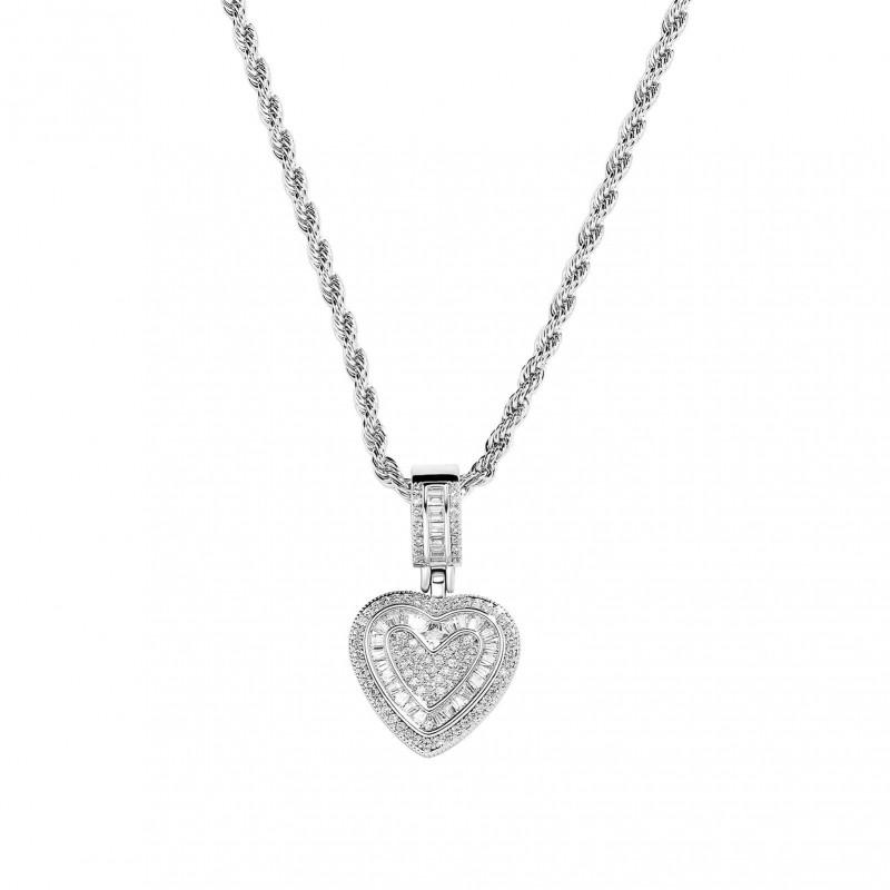 Heart Pendant Necklace Women Gold Plated Chain Hip Hop Jewelry Statement Choker Layered Accessory