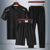 Men's Quick-Dry Ice Silk Round Neck Running Suit: 3-Piece Summer 2024 Bestseller