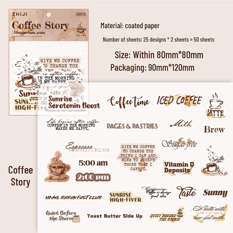 Dream Island Notes: Coffee Story Sticker Pack - 6 Styles, 40 Sheets for Journaling & Collage