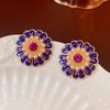 Silver Needle Vintage Geometric Court Style Light Luxury Retro Stud Earrings for Women