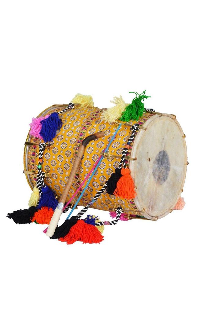 Handcrafted Sheesham Wood Gujarati Kachchi Bhangra Dhol – Traditional Indian Dhol with Carry Bag
