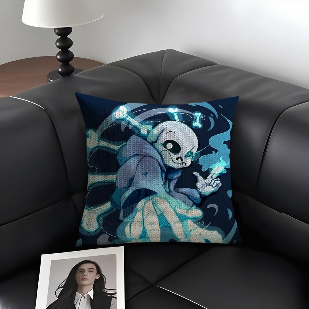 U-Undertale Game Cushion Cover Natural Linen Organic Fabric Double-Sided Printing Sofa Home Decor Gift Pillow Case