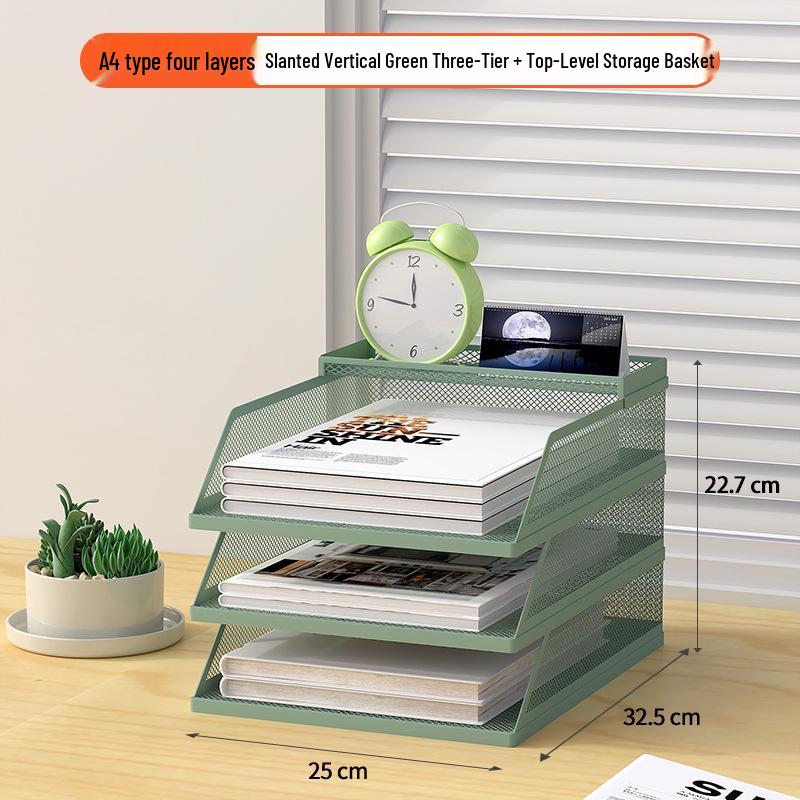 A3A4 Metall Desktop Aktenorganizer Rack - Büroarbeitsplatz Dokumentenhalter