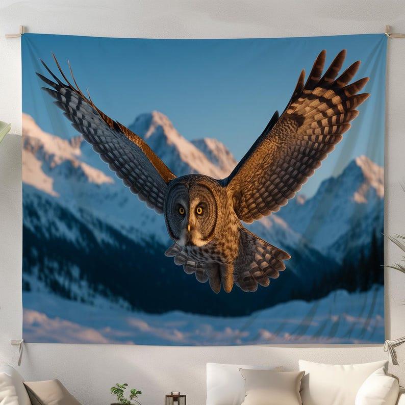 Flying Owl tapestry 75x100 чёрный
