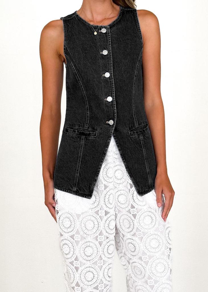 European & American Retro Sleeveless Denim Jacket for Women