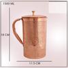 Kupfer geprägter stilvoller Hammer-Wasserkrug, 1500 ml, mit 4 Kupfer-Wassergläsern