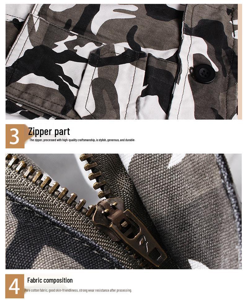 Trendy Men's Camouflage Cargo Pants - All Cotton, Military Style for Outdoor Casual Wear