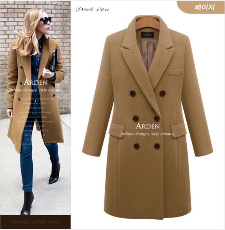 Mid-Length Plus Size Wool Blend Double-Breasted Women's Coat - Autumn/Winter Collection