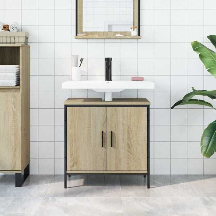 VidaXL Armoire Lavabo de Salle de Bain, Placard sous Vasque avec Porte, Meuble de Rangement, Organisateur de Toilette 842447