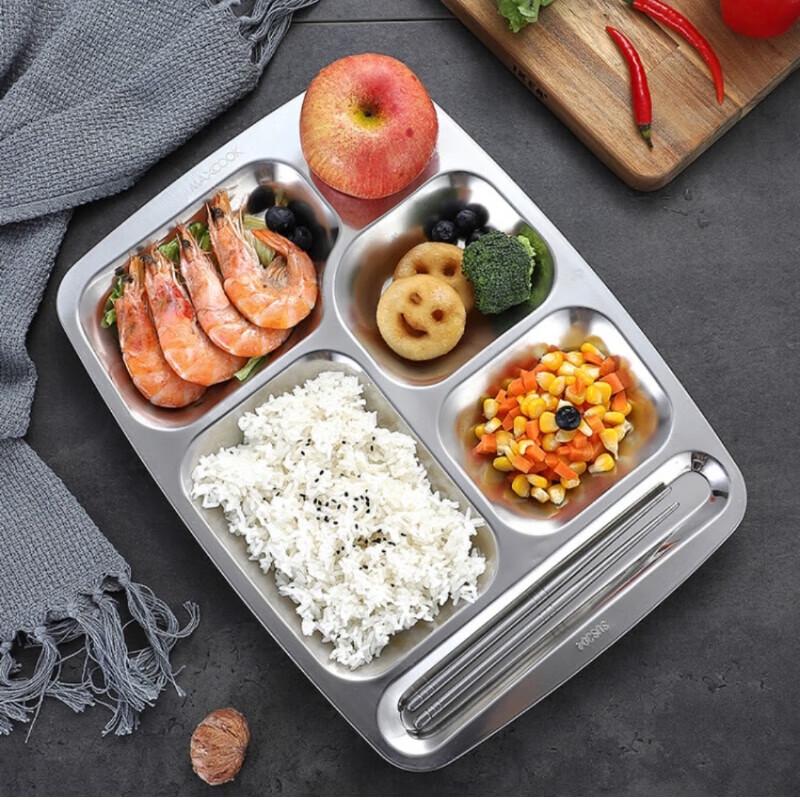 Rechteckiges 6-Fächer-Tablett aus Edelstahl 304