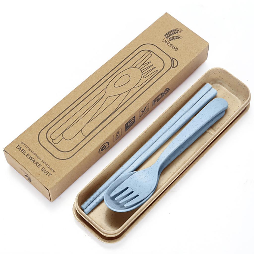 High Grade Wheat Straw Dinnerware Set Children's Unbreakable Dishes Tableware Fork Spoon Chopsticks Bowls Cup Dish Camping Set