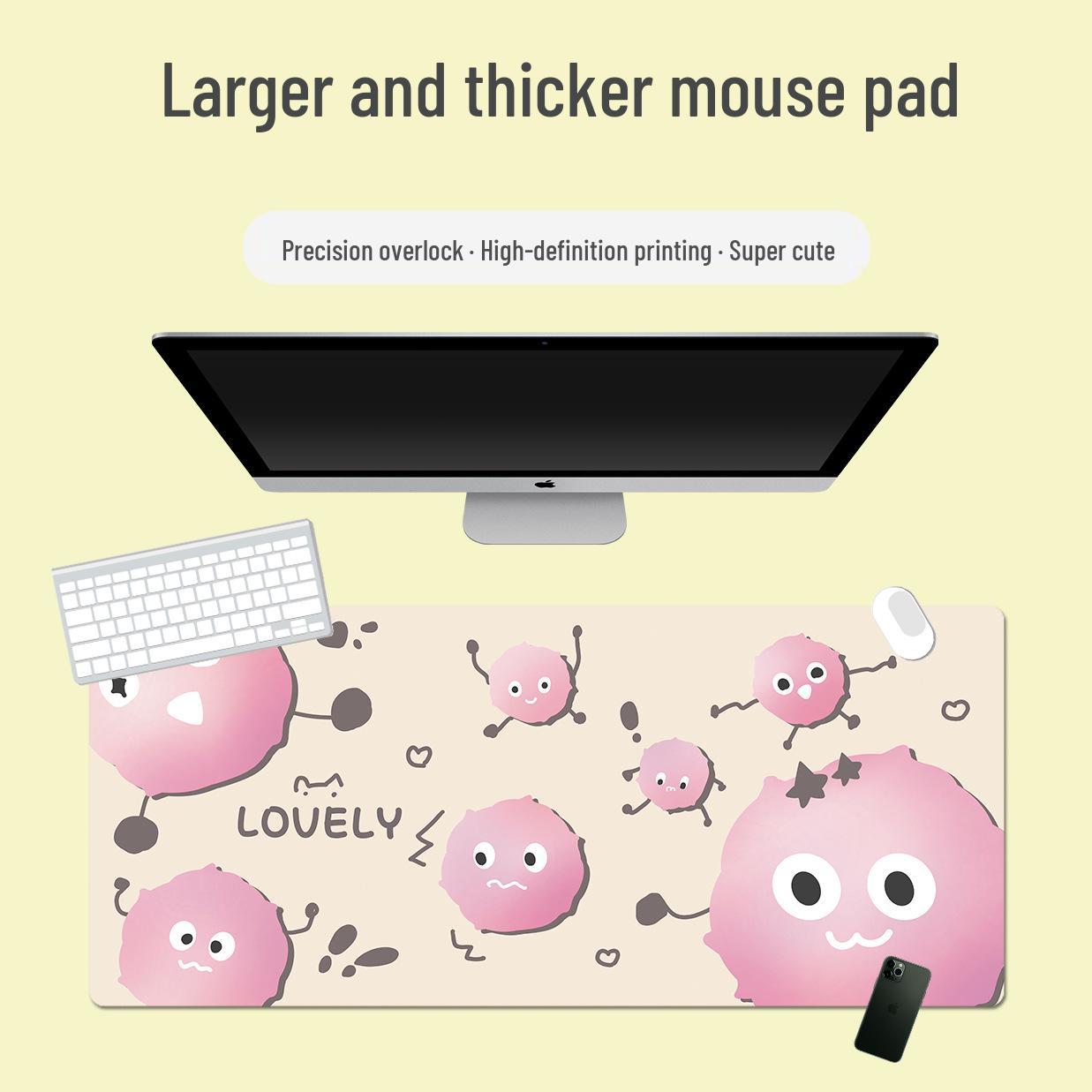 

Очень большой милый коврик для мыши и клавиатуры с оверлочным краем - Утолщенный коврик для офисного стола 300x250x2mm
