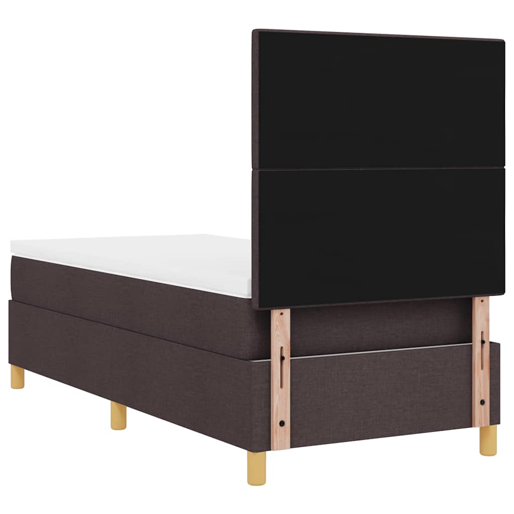 Boxspring bed with headboard Dark Brown 100 x 200 cm Fabric