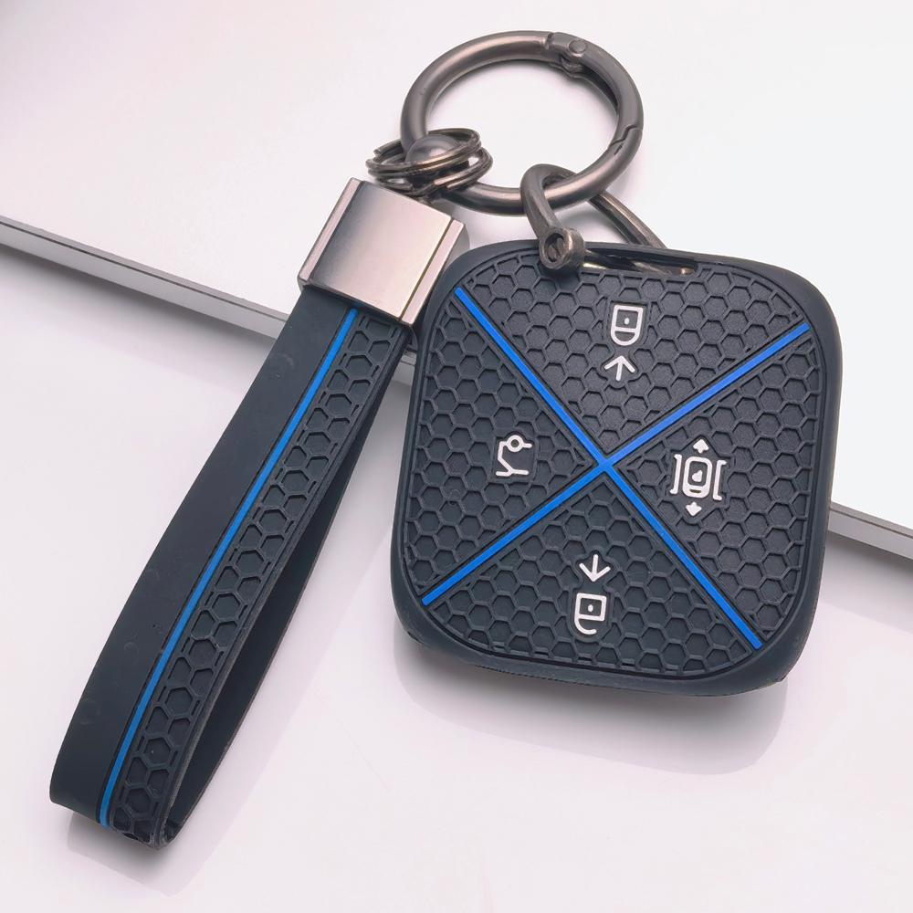 Silicone Smart Key Fob Cover for Zeekr Zeekr 001 Zeekr 009 Zeekr X Zeekr 007 with Keychain Honeycomb Texture Anti Scratch Smart Remote Key Protector