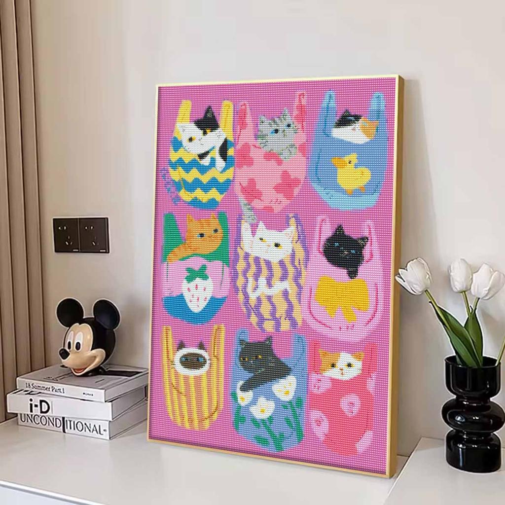 Diamond Painting Kits for Adults CartoonCats Full Round Drill 5D Art Craft Wall Decor for Bedroom Living Room Home Decoration