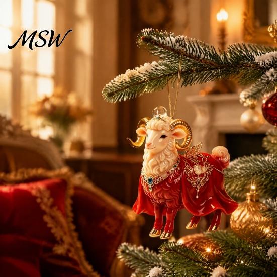 Innen-Feiertagsdekorationen 2D Flaches Weihnachtsschaf Hängende Verzierung mit Lanyard, Acryl Bürobaum Anhänger für Zuhause Party Festliche Dekoration Und