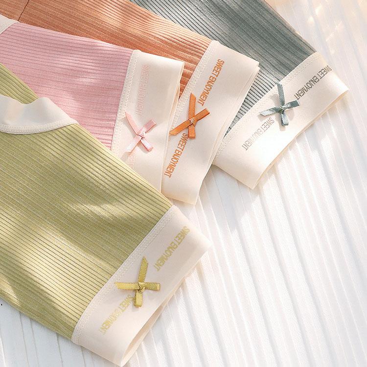 5 stk/sett Dame Vår Sommer Tynn Blonder Sømløse Truser Damer Ensfarvet Søt Liten Frisk Midje Sløyfe Truser