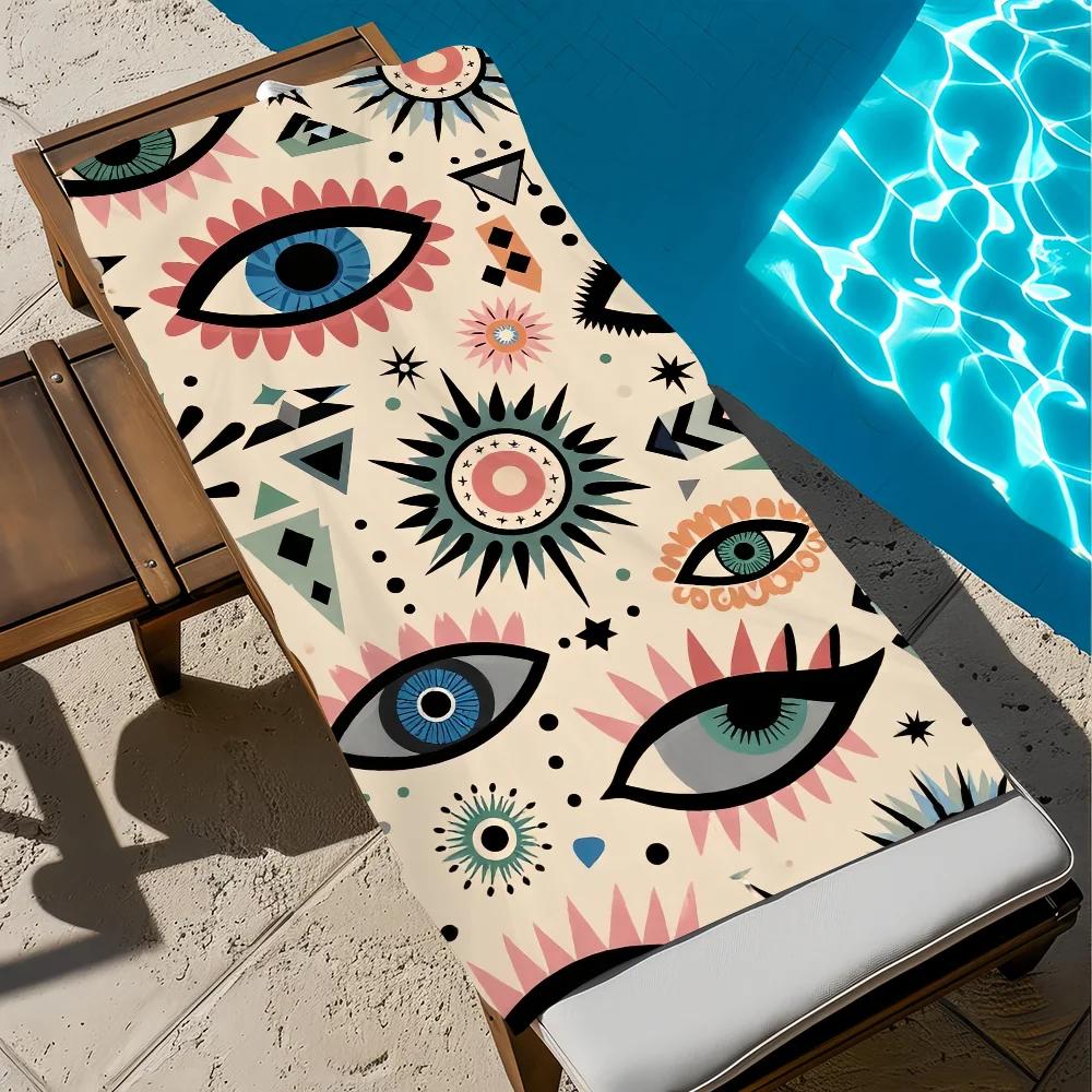 Evil Eye Beach Towel Boho Psychic Abstract Print Summer Vacation Swim Pool Quick Dry Soft Towel Bath Towel Beach Towel