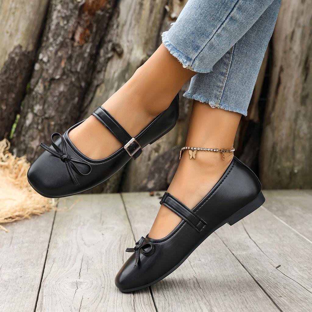 Girls Mary Jane Flats Adjustable Buckle Strap Square Toe Ballet Shoes Lightweight Comfortable Casual Footwear for Daily Wear