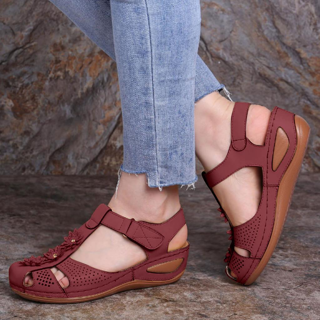 Casual Shoes For Women Slip On Wide Width Thick Soled Ladies Sandals Fashionable Flower Decoration Two Types Zapatos Para Mujer