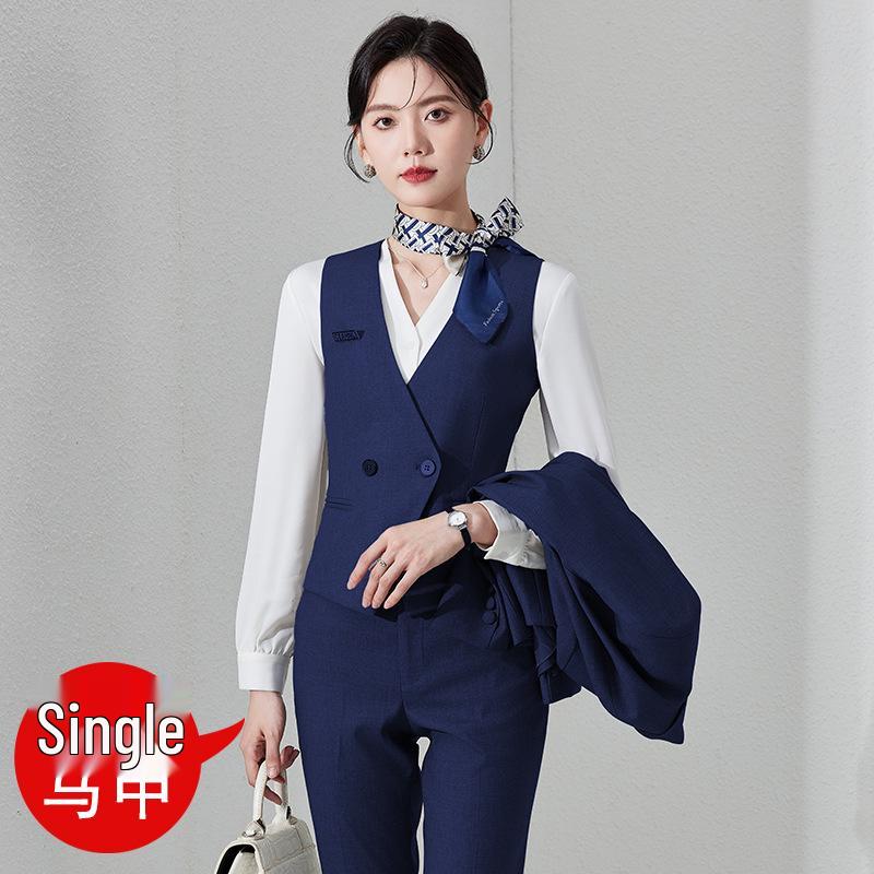 

Женский 2024 Черный Профессиональный Комплект Жилет без Рукавов и Брюки для Менеджера Отеля XXXXL