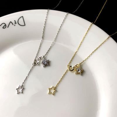 Zircon Necklace Actress Double Pendant Clavicle Chain Japanese and Korean Simple Necklace Temperament Niche