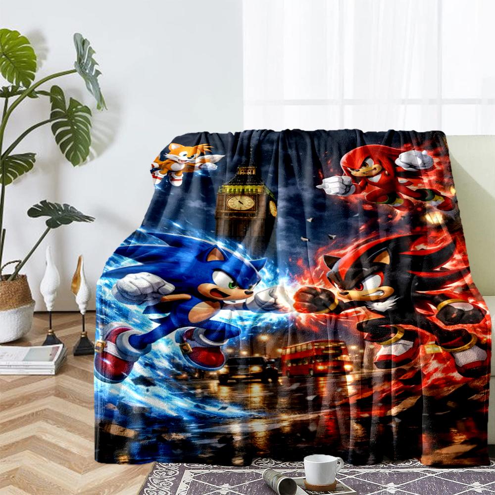 Sonic Theme Printed Blanket - Perfect for Couch, Bed, Travel & Outdoor Use | Machine Washable, Cozy & Durable.