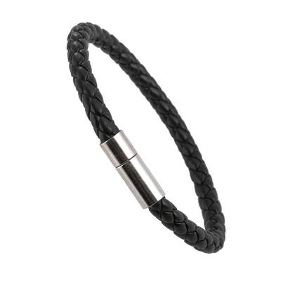 Herren Retro PU Leder Kordelarmband mit Stopper-Schnalle