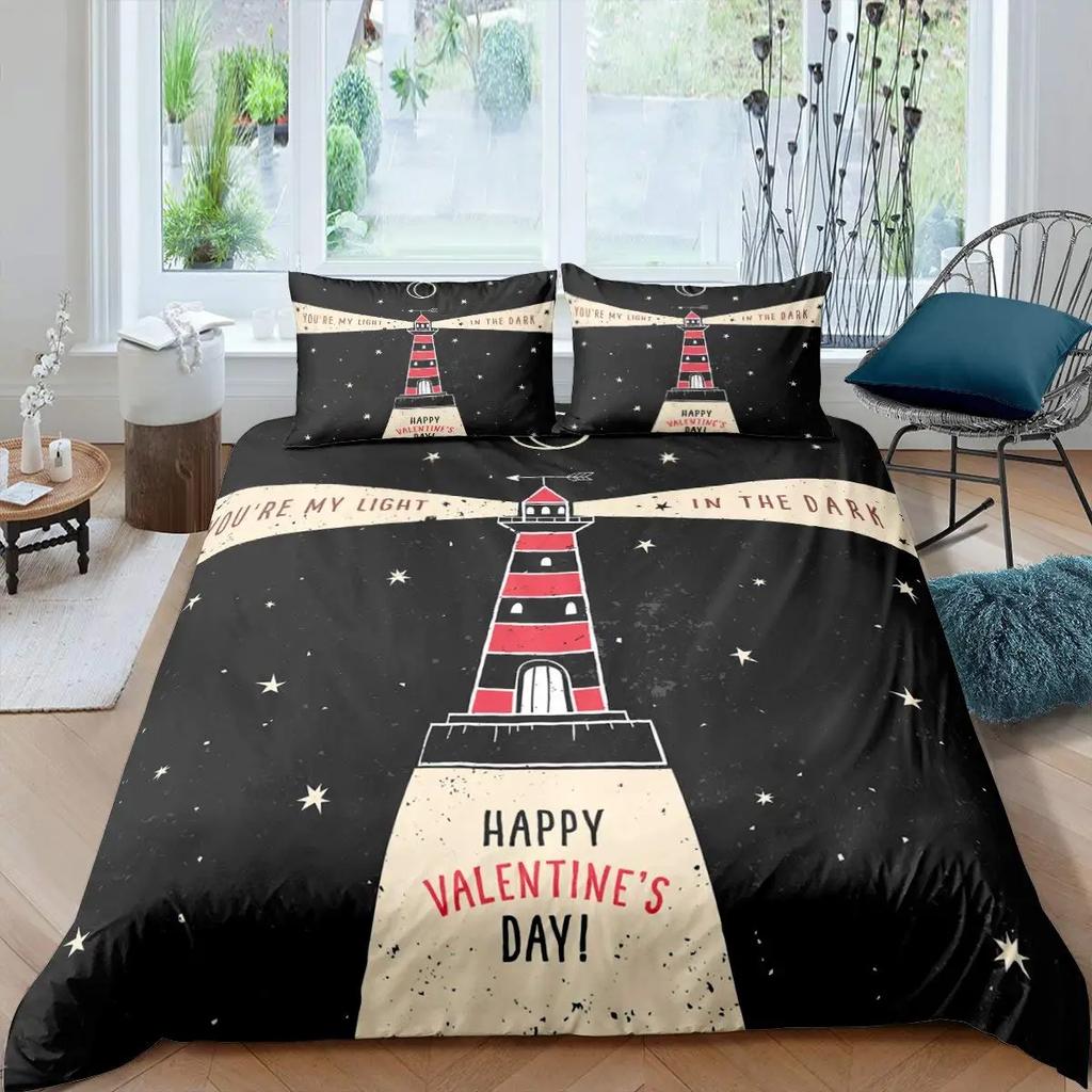 Lighthouse Brown Blue Duvet Cover Sunset Lighthouse Cape In Mahon At Balearic Islands Spain Coast Room Decorative for Women Men