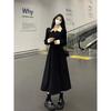 Large size slightly fat mm contrasting corduroy waist thin meat cover dress women's autumn lapel chic retro skirt