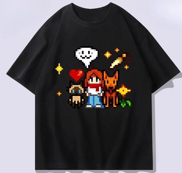 Stardew Valley ar īsām piedurknēm T-krekls vīriešiem 2025 jauns vasaras pikseļu stila pusaudžu apģērbs