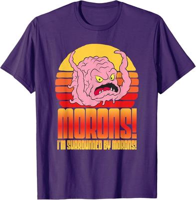 Idioten! Ich bin von Idioten umgeben! TMNT Retro Lustiges 100% Baumwolle T-Shirt Herren T-Shirts Oberteil