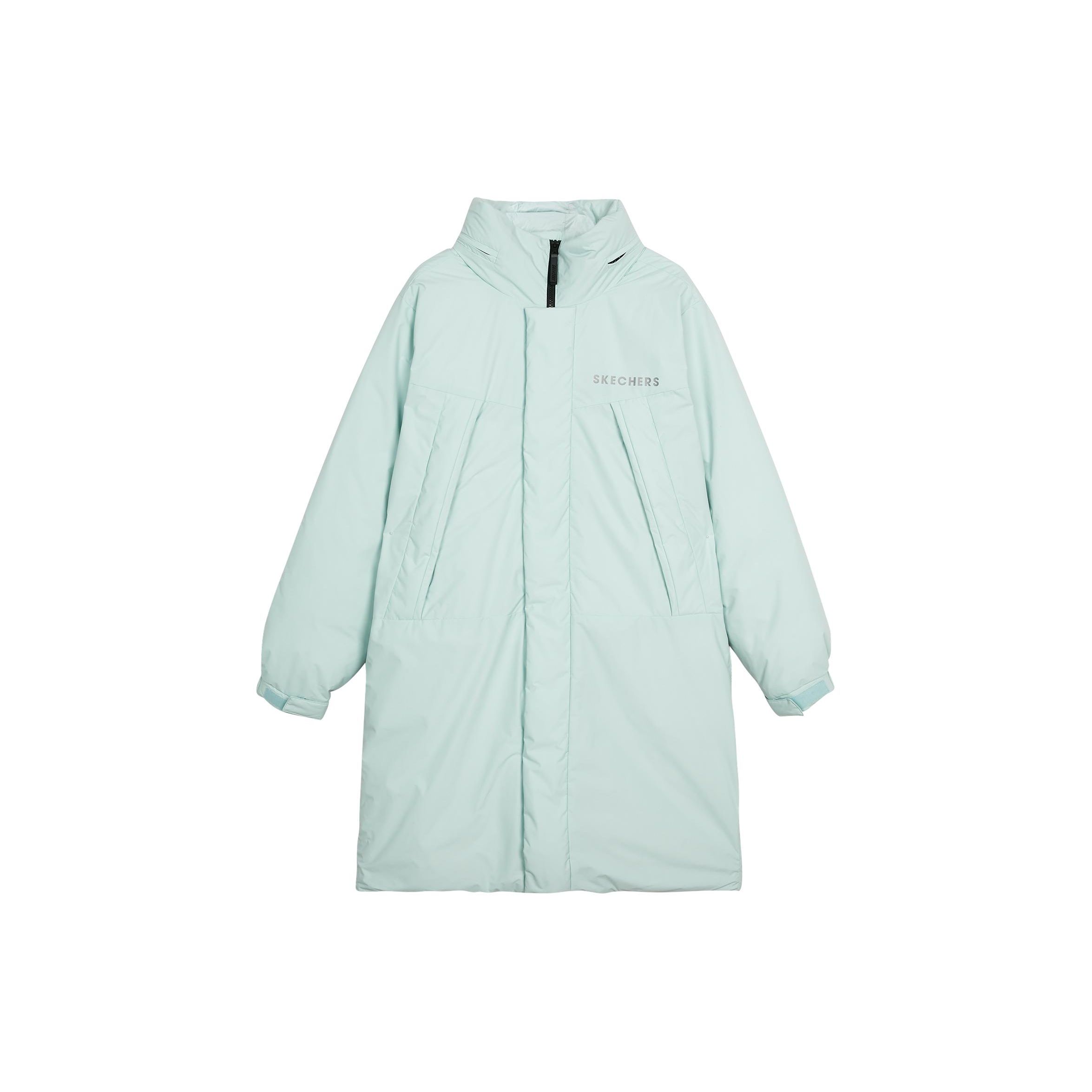Skechers Solid Color Zipper Hooded Long Sleeve Down Coat Unisex Coats Mint-Blue L421U018-01N0 XL